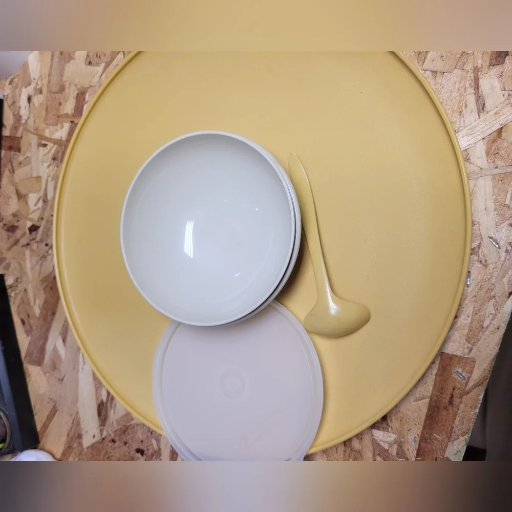 Vintage Tupperware Chip/Veggie Tray With Dip‎ Bowl w Spoon